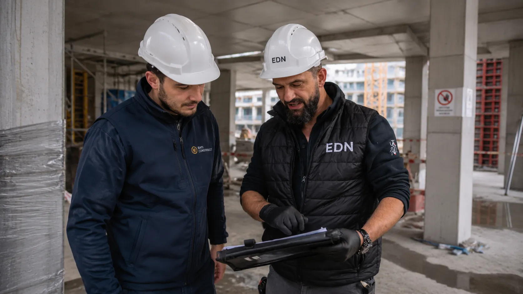 Techniciens EDN en dératisation sur un chantier
